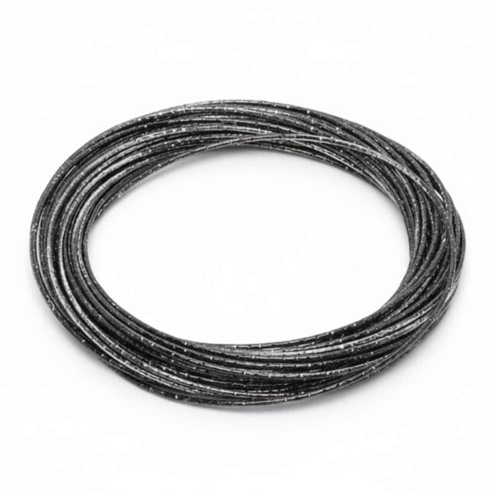 Womens Stainless Steel Black Silver Interlocking Bangle Bracelet